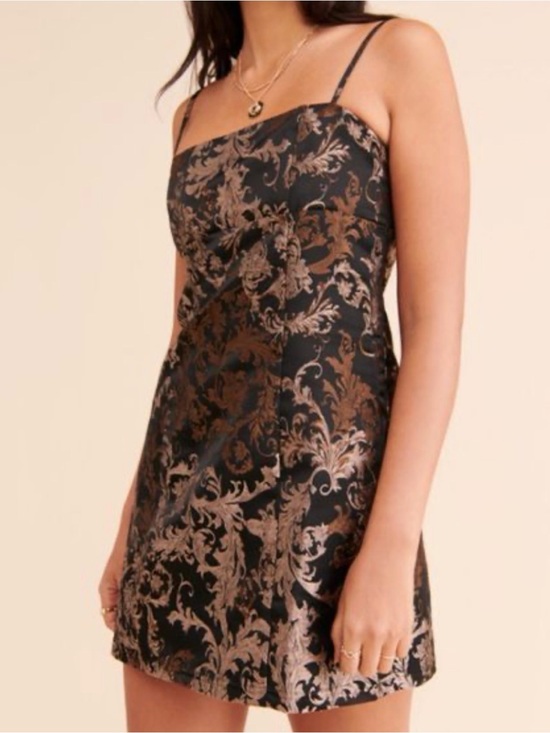 Urban Outfitters Dresses & Skirts - Urban Outfitters Black and Bronze Baroque Mini Slip Dress